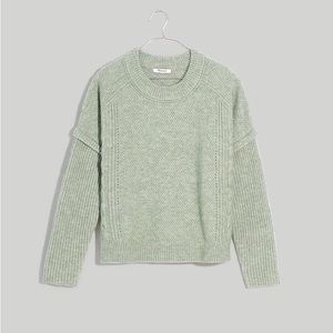 Madewell Cable Havener Pullover Sweater in Light Green